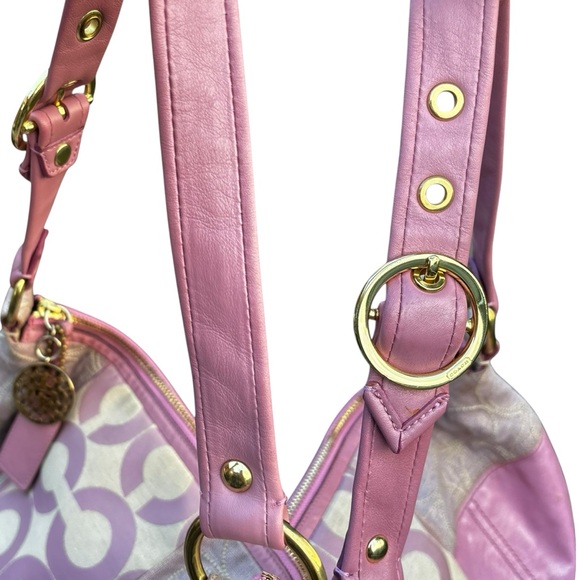 Coach Large Shoulderbag Patchwork-Purple w/Gold Hardware Charm/Tassel/Logo - Picture 8 of 11
